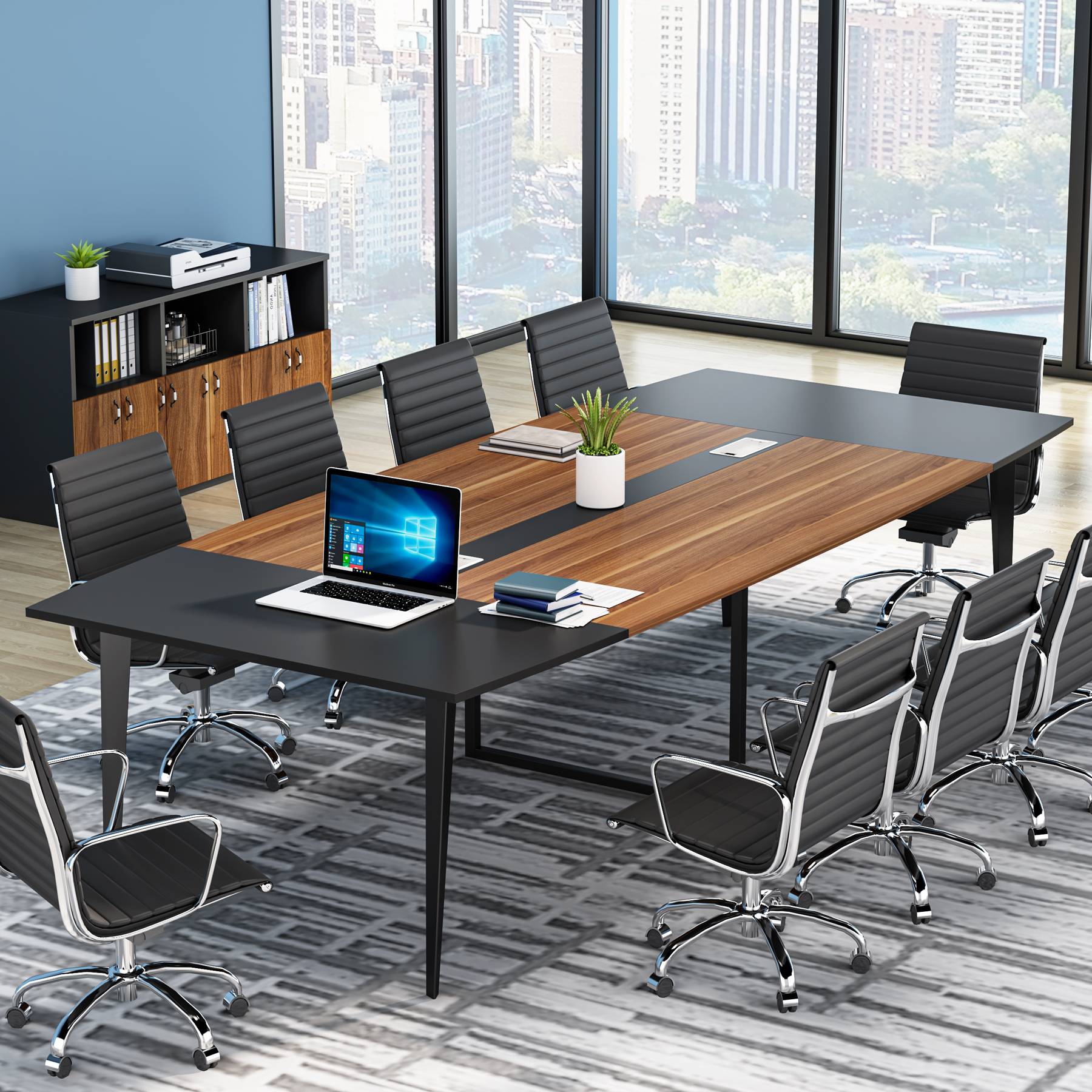 Tribesigns Conference Table, Modern 6FT / 8FT Boat Shaped Meeting Table Tribesigns